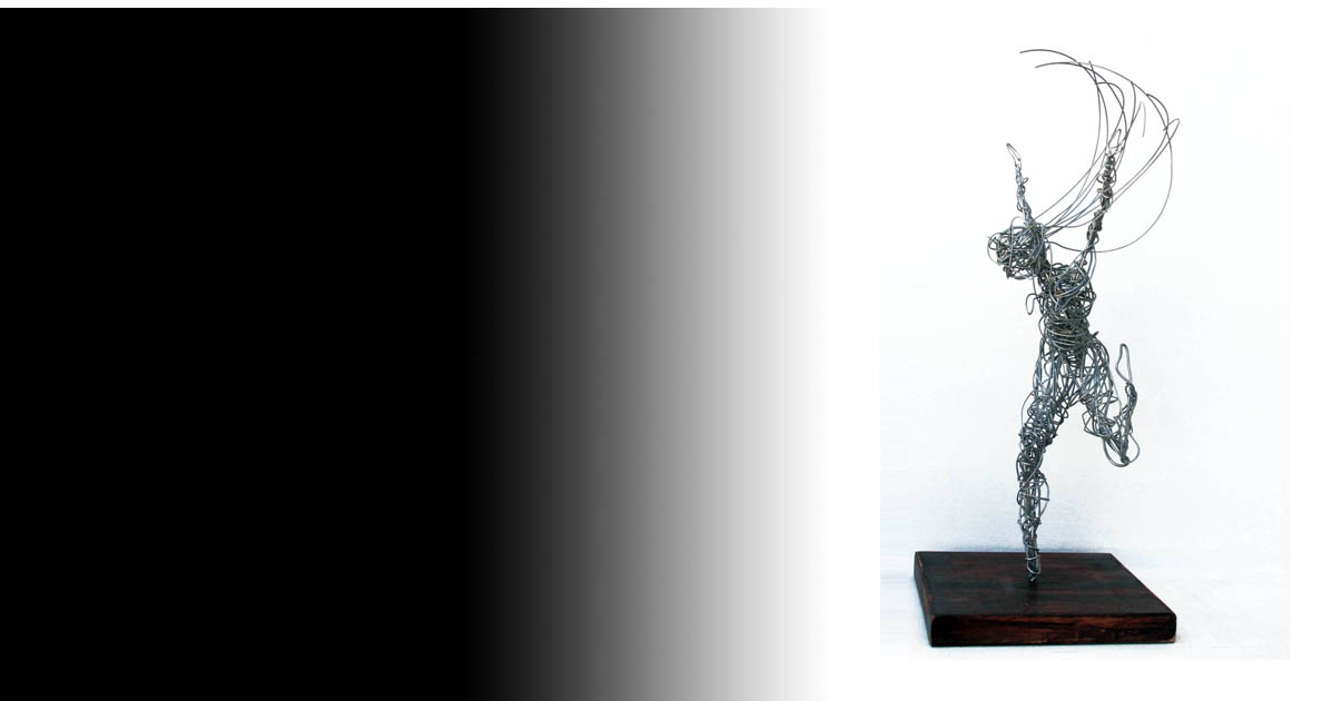 escultura de bailarina en alambre