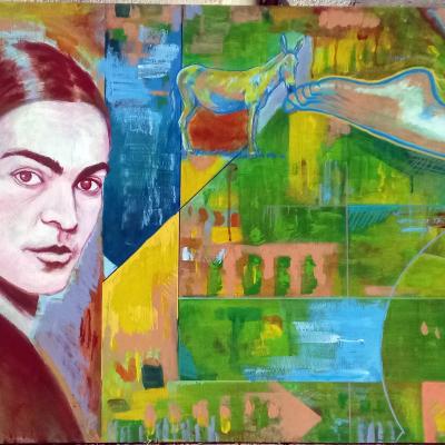 27x47 Acrylic Frida Donkey And Feet1